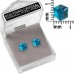 E065 Aq Sparkling Crystal 5.5mm Cube Earrings Aquamarine 1020006